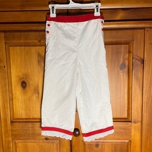 Vintage Girls White and Red Detailed Fancy Pants